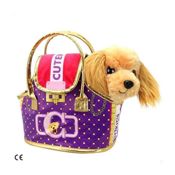 Peluche cutekins perrito con bolso de diseño 20x25x13 cm 1 Peluche cutekins perrito con bolso de diseño 20x25x13 cm 1