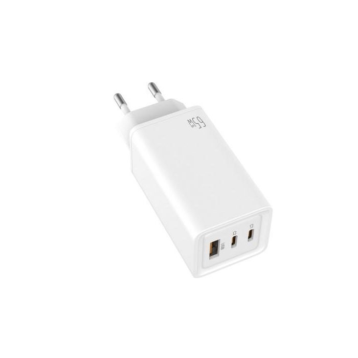 Leotec Cargador Rápido 65W GaN con 2 USB-C PD y 1 USB-A Universal Blanco para hasta 3 Dispositivos 2