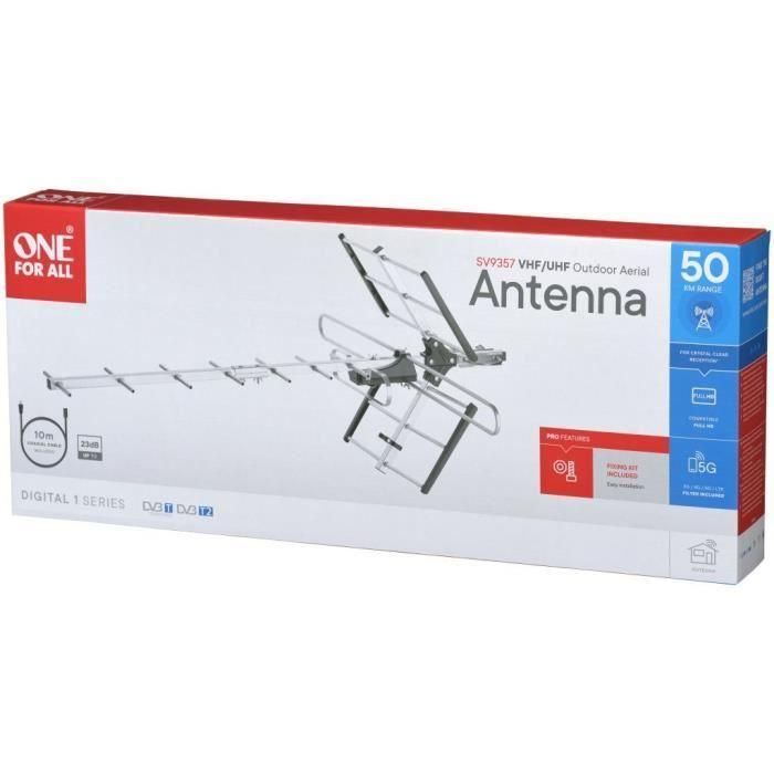 ONE FOR ALL SV9357 - Antena de TV para exteriores, Full HD, filtro 4G - Instalación simple - Gris 4 ONE FOR ALL SV9357 - Antena de TV para exteriores, Full HD, filtro 4G - Instalación simple - Gris 4