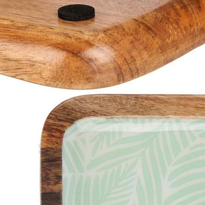 Centro de Mesa Gift Decor GMC-174-2375-2 Blanco Marrón Verde Poliéster Poliuretano Resina Madera de mango 25 x 25 cm 25,4 x 2,54 1