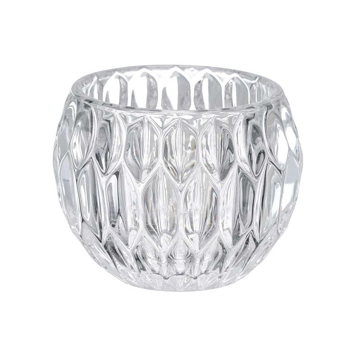 Giftdecor Portavela de Cristal con Forma de Diamante Grande, para Vela, Vidrio Transparente, 9.2 x 7.5 x 9.2 cm (Set de 16)