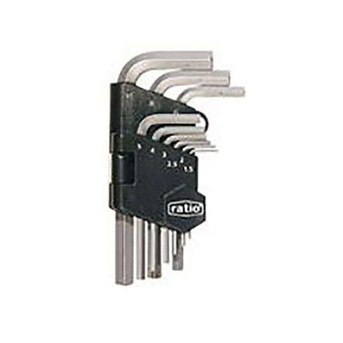 Ratio Juego de 9 Llaves Allen Acodadas, Medidas desde 1.5 hasta 10 mm
