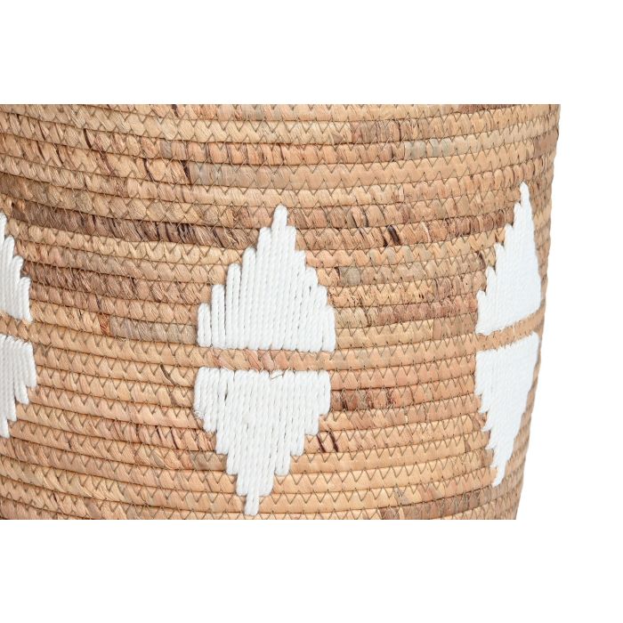 DKD Home Decor Cestas Decorativas Boho para Almacenamiento, Set de 3 Piezas de Seagrass y Cuerda, Natural y Blanco, 46x46x48 cm 2