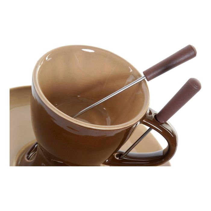 Fondue de Chocolate DKD Home Decor Acero Inoxidable Porcelana 2 Fondue de Chocolate DKD Home Decor Acero Inoxidable Porcelana 2