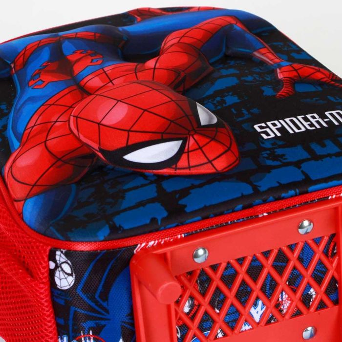 Mochila 3D con Ruedas Pequeña Wall Marvel Spiderman Rojo 4