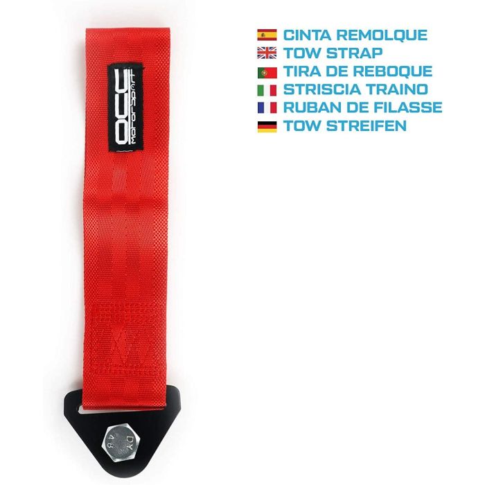 OCC Motorsport Cinta de Remolque Roja OCCRC013 de Nylon para Coche hasta 3000kg 3