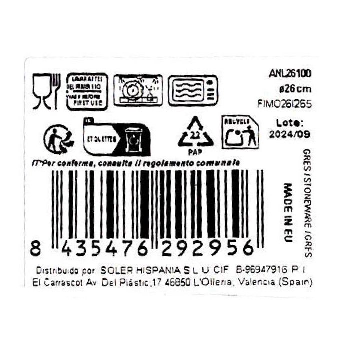 La Mediterranea Plato Llano Ø26 cm Monaco Brillo (6 Unidades) La Mediterranea Plato Llano Ø26 cm Monaco Brillo (6 Unidades)