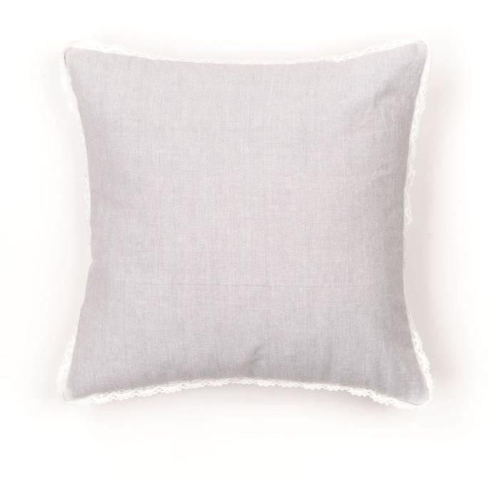 Cojín - HOY - CHARME - Chambray x Dentelle Capucine - 40 x 40 cm 2 Cojín - HOY - CHARME - Chambray x Dentelle Capucine - 40 x 40 cm 2