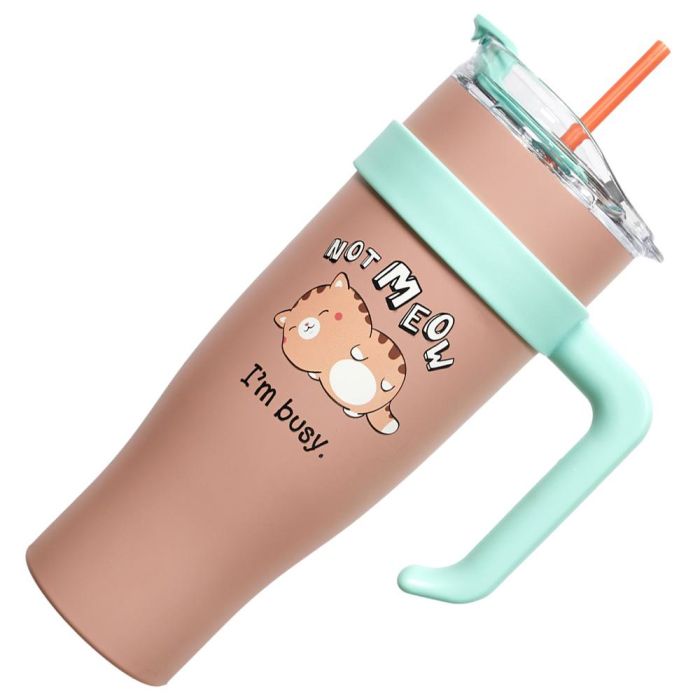 Cook Concept Mug Térmico Miami Kawaii 1,2 L con Asa Acero Inoxidable para Bebidas Frías y Calientes, Ideal Deportistas 4