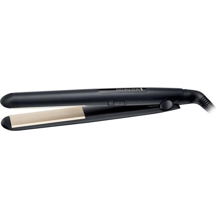 Remington Plancha de Pelo Cerámica Slim S1510, Placas Extra-Largas de Turmalina con Teflón, 220°C, Calentamiento Rápido 30s, 2 Ajustes, Negro con Placas Doradas 1 Remington Plancha de Pelo Cerámica Slim S1510, Placas Extra-Largas de Turmalina con Teflón, 220°C, Calentamiento Rápido 30s, 2 Ajustes, Negro con Placas Doradas 1
