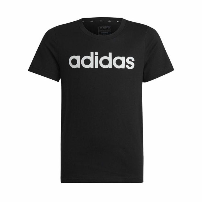 Camiseta de Manga Corta Infantil Adidas Essentils Logo Linear Negro 0 Camiseta de Manga Corta Infantil Adidas Essentils Logo Linear Negro 0