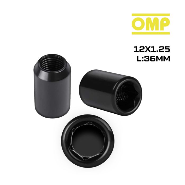 Omp Juego de 4 Tuercas Estrella M12x1.25 Cónico Largo 36mm Llave 17-19 Negro DIN 10.9 OMPS09731201 5
