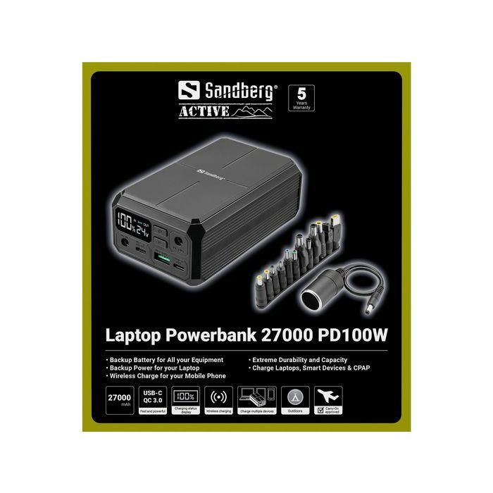 Sandberg 27000 PD100W Powerbank Portátil - Batería Externa 27000 mAh, USB-C, 100W Power Delivery, Carga Rápida 6