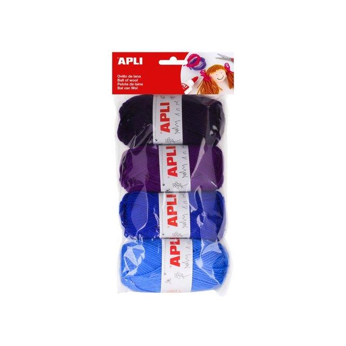 Ovillos De Lana Apli 50 Gr. Tonos Azules Pack De 4
