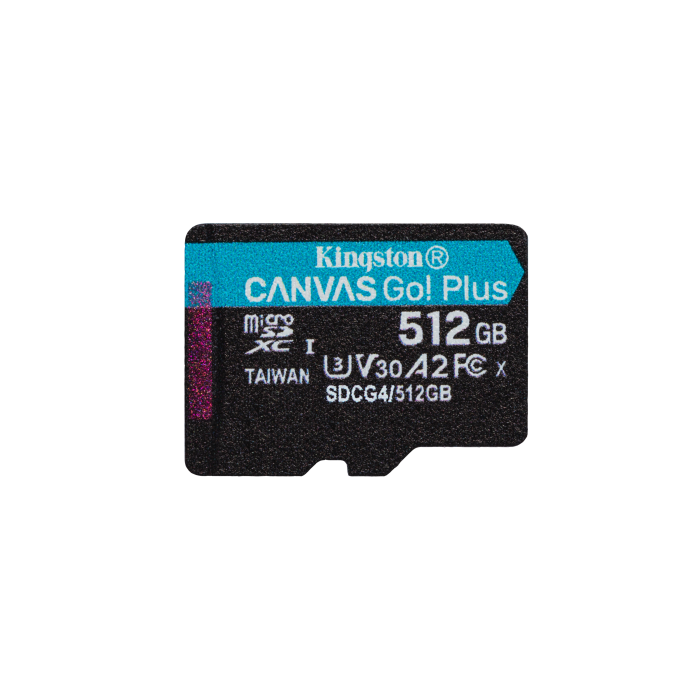 Kingston SDCG4/512GB Tarjeta de Memoria microSDXC CANVAS Go! Plus 512GB Lectura 200MB/s Clase 10 U3 V30 A2 con Adaptador SD 1 Kingston SDCG4/512GB Tarjeta de Memoria microSDXC CANVAS Go! Plus 512GB Lectura 200MB/s Clase 10 U3 V30 A2 con Adaptador SD 1