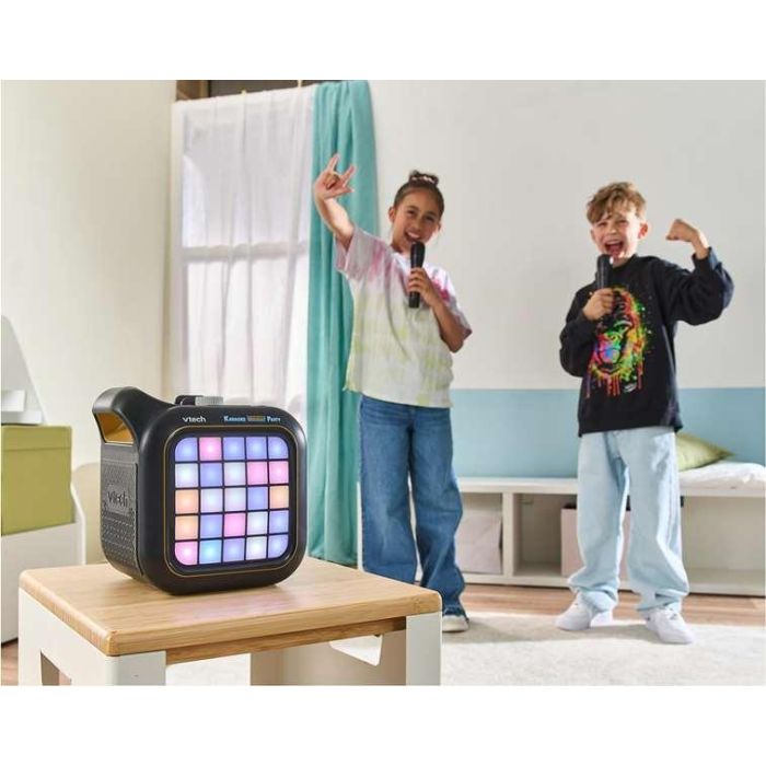 Karaoke light party duo golden edition. con conexión y altavoz bluetooth, dos microfonos, 5 modos de juego y control de volumen. 35x20x27,9 cm 3 Karaoke light party duo golden edition. con conexión y altavoz bluetooth, dos microfonos, 5 modos de juego y control de volumen. 35x20x27,9 cm 3