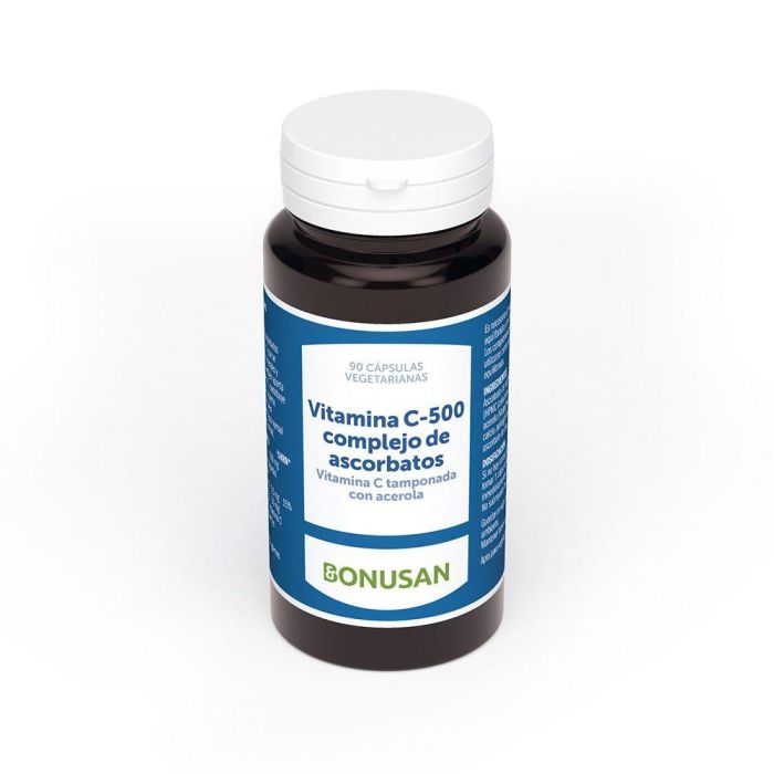 BONUSAN Vitamina C 500 Complejo de Ascorbatos 90 Cápsulas. Reduce Cansancio, Apoyo Inmune y Suave Estómago