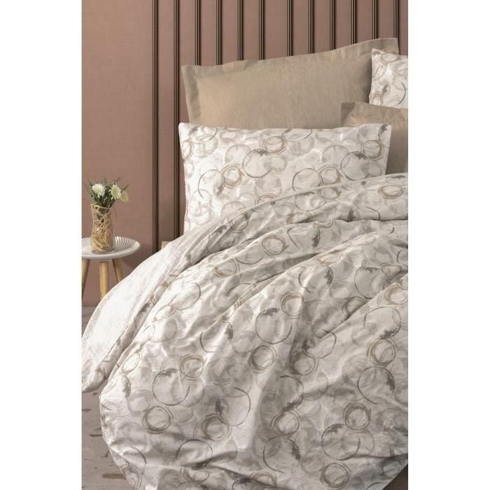 Juego de cama - 1 funda nórdica 220x240 cm + 2 fundas de almohada 60x60 cm - 100% algodón - Beige 2 Juego de cama - 1 funda nórdica 220x240 cm + 2 fundas de almohada 60x60 cm - 100% algodón - Beige 2