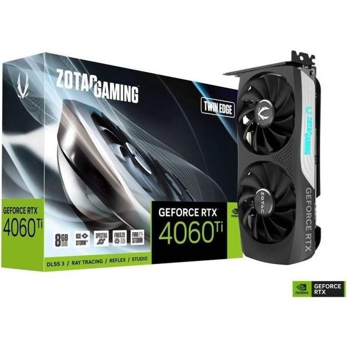 Vga Zotac Rtx 4060 Ti Twin Edge ,Nv,Rtx4060Ti,Gddr6,8Gb,128Bit,Hdmi+3Dp,2 Ventiladores (ZT-D40610E-10M)