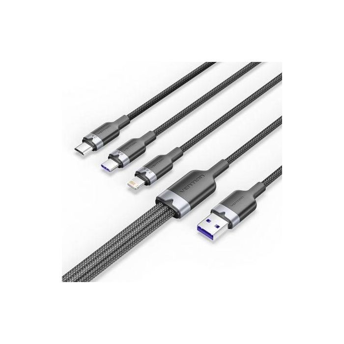 Cable USB 2.0 Lightning Vention CTRBG/ USB Macho/ USB Tipo-C Macho - MicroUSB Macho - Lightning Macho/ 1.5m/ Negro 0 Cable USB 2.0 Lightning Vention CTRBG/ USB Macho/ USB Tipo-C Macho - MicroUSB Macho - Lightning Macho/ 1.5m/ Negro 0