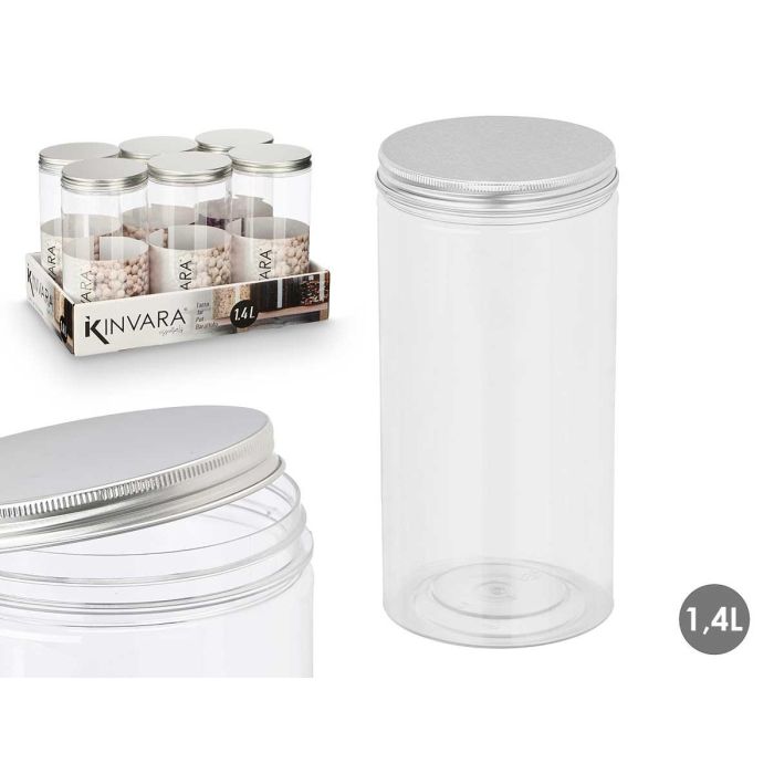 Tarro PET con Tapa de Aluminio 1,4L Kinvara - 10x20x10 cm (24 Unidades) Tarro PET con Tapa de Aluminio 1,4L Kinvara - 10x20x10 cm (24 Unidades)