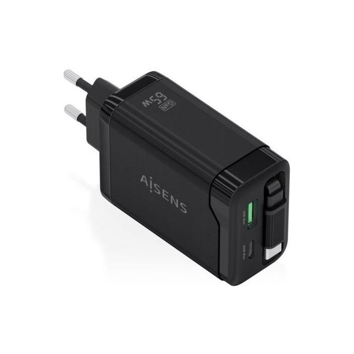 Cargador de Pared GaN Aisens ASCH-65W3P071-BK/ 1xUSB Tipo-C/ 1xUSB/ 65W/ Negro 0 Cargador de Pared GaN Aisens ASCH-65W3P071-BK/ 1xUSB Tipo-C/ 1xUSB/ 65W/ Negro 0