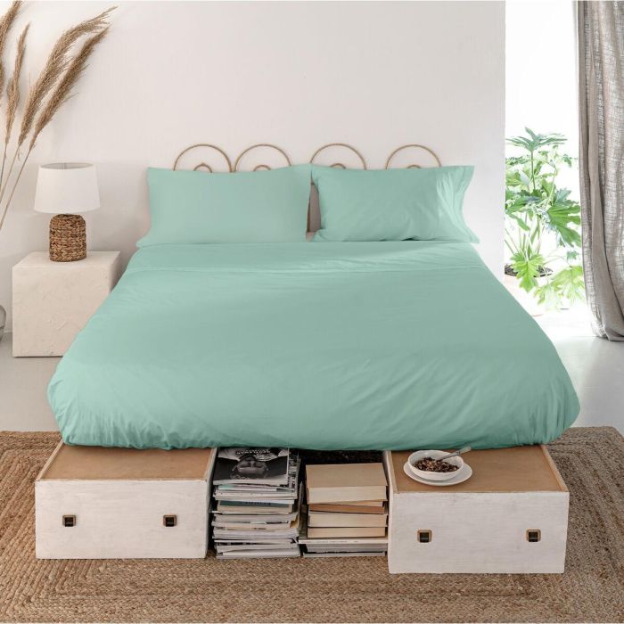 Sábana Encimera HappyFriday Basic Menta Cama de 180/200 1