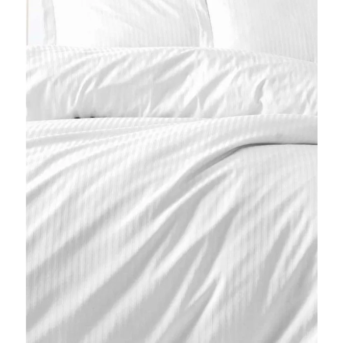 Aucune Juego de Cama Satén - 1 Funda Nórdica 140x200 cm + 1 Funda de Almohada 60x60 cm - Estampado Rayas Blancas