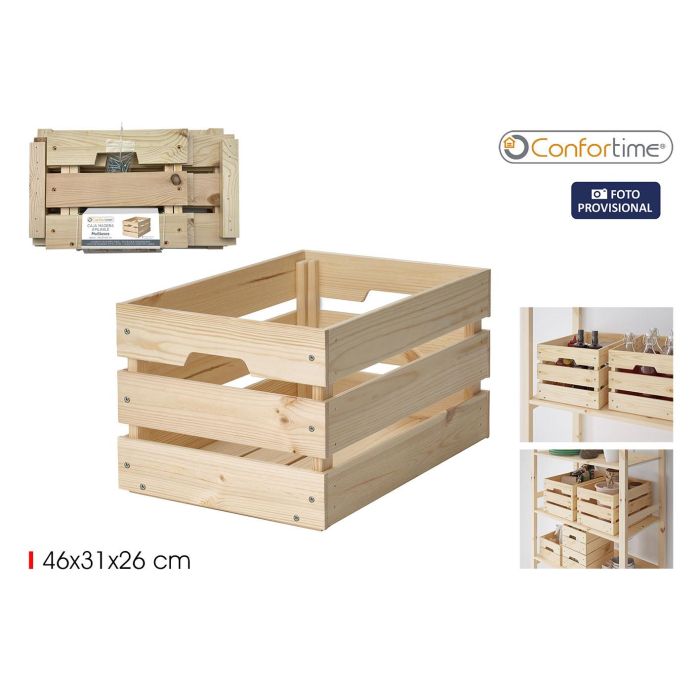 Caja de Madera Apilable 46x31x25 cm Confortime - Inde (4 Unidades) Caja de Madera Apilable 46x31x25 cm Confortime - Inde (4 Unidades)