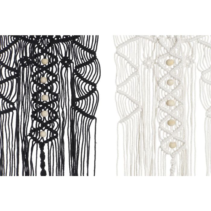 DKD Home Decor Decoración Colgante Boho Natural Negro Macrame MDF 1 x 90 x 30 cm (4 Unidades) 1