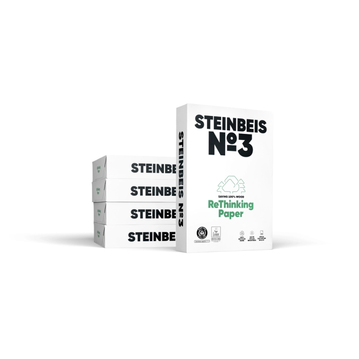 Steinbeis Papel Reciclado Nº3 DIN A4 Blanco 80 Gramos Paquete de 500 Hojas 2