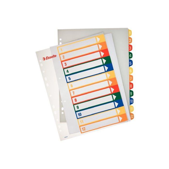 Indice Esselte Pp Numerico Imprimible A4+ Pestañas 1-12 11 Taladros