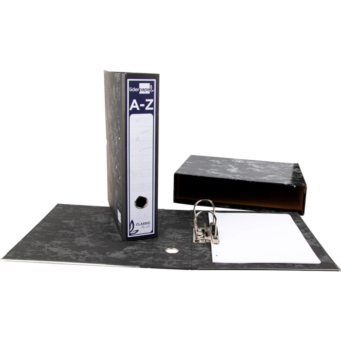 Liderpapel Classic Blue Caja Archivador Cuarto Apaisado Negra Lomo 80mm 4