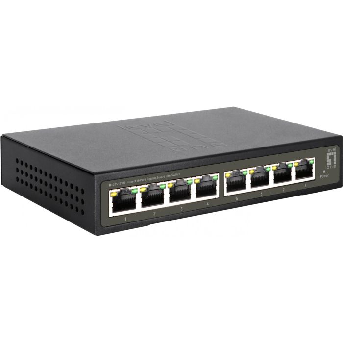 Level one GES-2108 Switch Smart Lite Gigabit 8 Puertos, Conmutador Ethernet con VLAN 802.1Q, QoS, IGMP Snooping 3