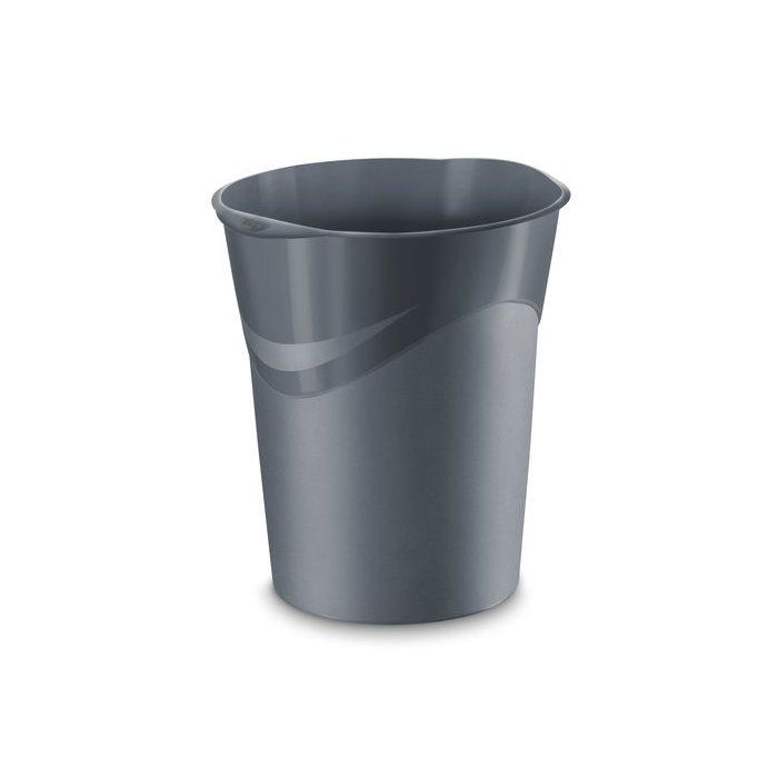 Papelera Plastico Cerrada Cep Gloss 280G 14 Litros Gris