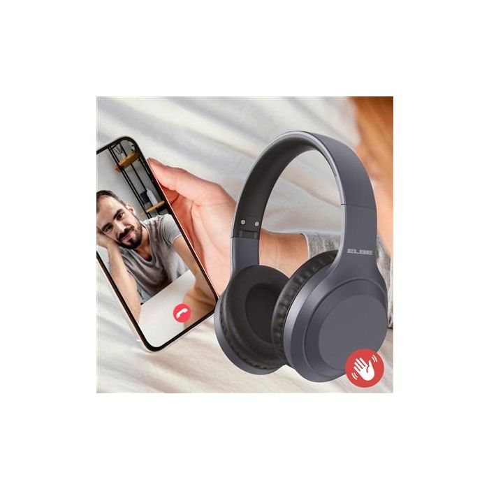 Elbe ABT-A10-G Auriculares de Diadema Bluetooth ANC con Micrófono y Conexión Aux-in Gris 6