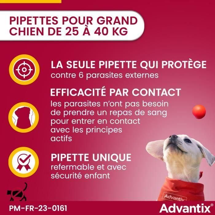 Pipetas antiparasitarias ADVANTIX 4: para perros grandes de más de 25 kg 2 Pipetas antiparasitarias ADVANTIX 4: para perros grandes de más de 25 kg 2