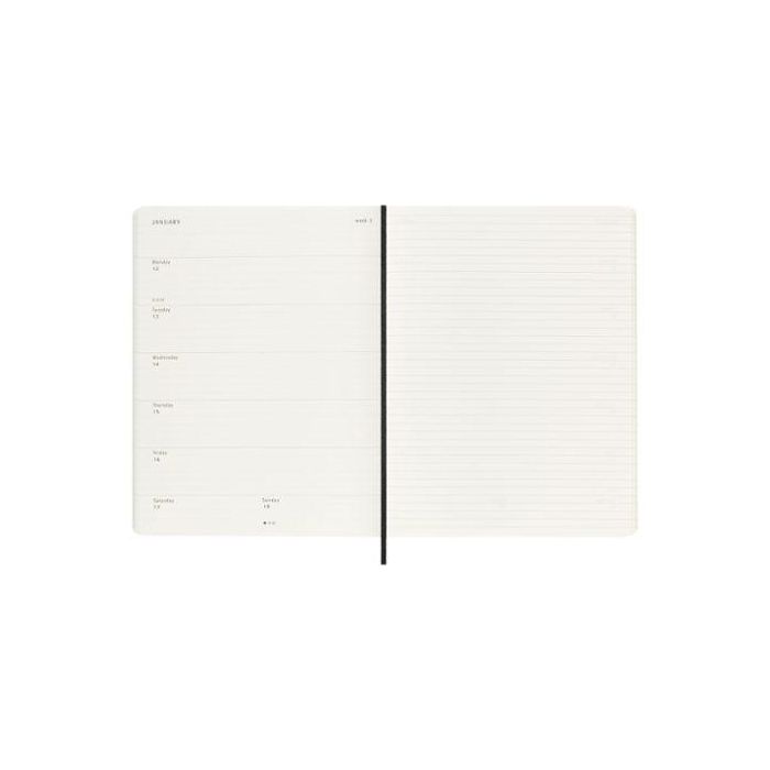 Moleskine DSB12WN4Y26 Agenda Semanal 12 Meses 2026 Tapa Blanda XL (19x25 cm) Negra con Página de Notas 1