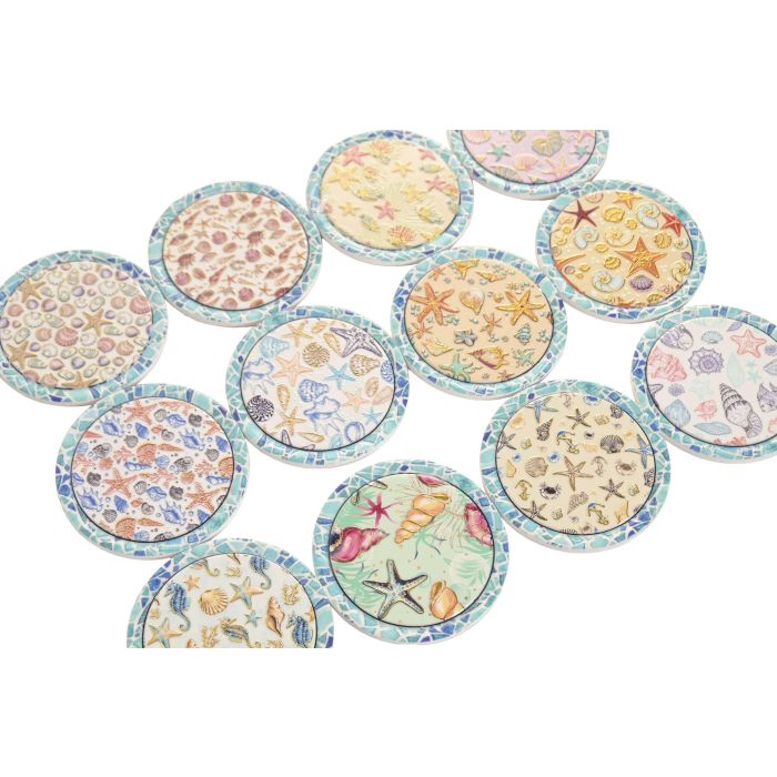 DKD Home Decor Posavasos Mediterraneo Multicolor 10.8 x 0.7 x 10.8 cm (72 Unidades)