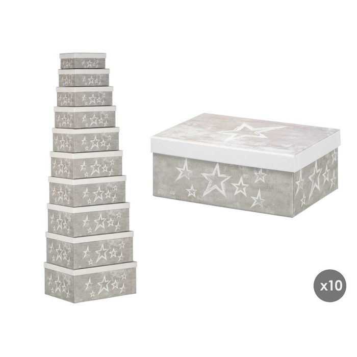 Caja Decorativa Pincello 63 Blanco Gris Cartón (2 Unidades) 1