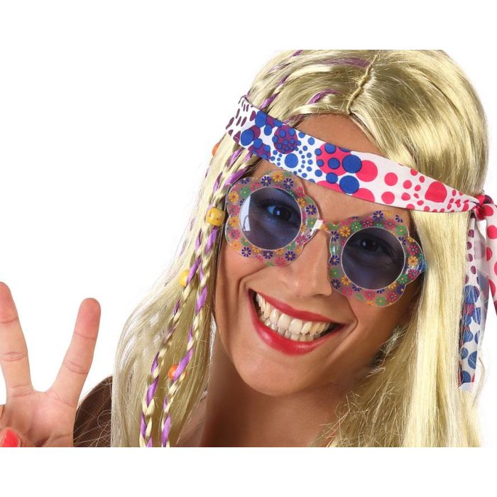 Gafas Flores Hippie Azul Mujer Adulto