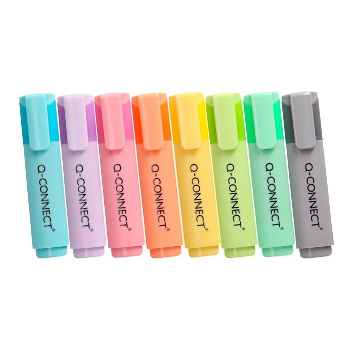 Rotulador Q-Connect Fluorescente Pastel Punta Biselada Estuche De Sobremesa 8 Colores Surtidos 2