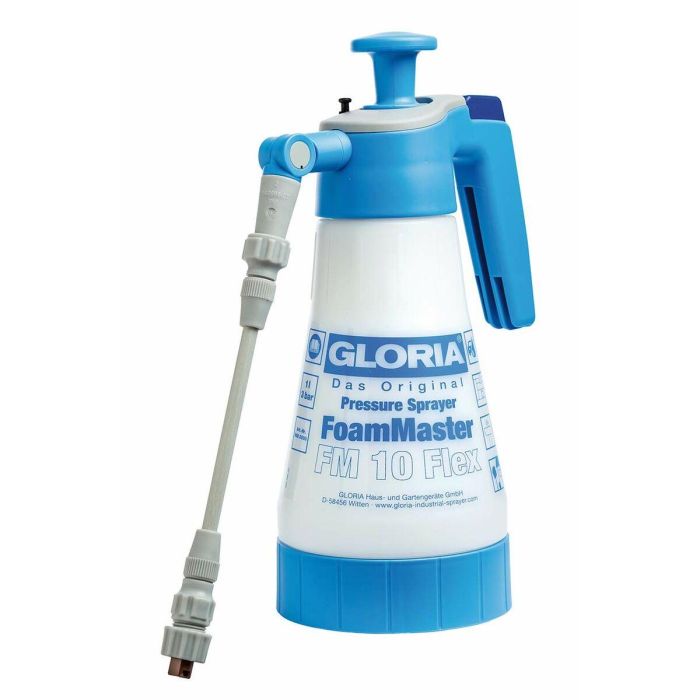 GLORIA FM10 Flex Pulverizador de espuma activa 1L con juntas Viton y extensión de lanza, 3 bar