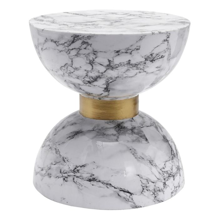 DKD Home Decor Mesita Auxiliar Moderna de Hierro Blanca, 33 cm Largo x 33 cm Ancho x 35 cm Alto