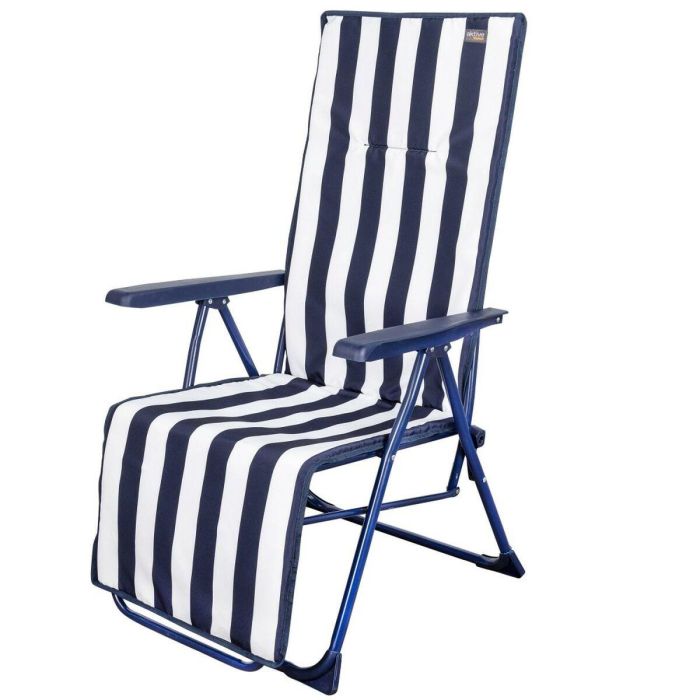 Tumbona Aktive Blanco Azul marino Reclinable A rayas 147 x 70 x 48 cm (2 Unidades) 4