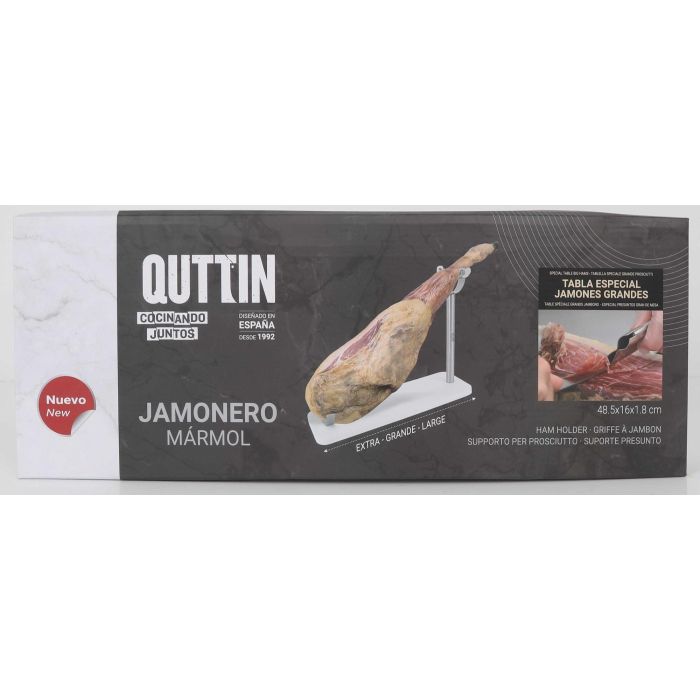 Quttin Soporte Jamonero de Mármol y Acero 48.5 cm Largo x 16 cm Ancho x 1.8 cm Alto, 12.73 kg (3 Unidades) 1