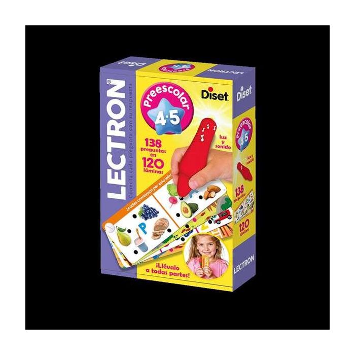 Diset Lectron Lápiz con Luz y Sonidos Prescolar 4-5 Años. 138 Preguntas en 120 Láminas. Juego Educativo Electrónico en Español