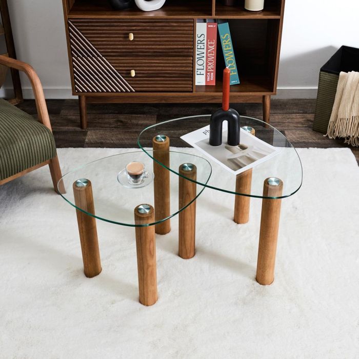Juego De 2 Mesas Nido Irre. Vidrio Home Deco Factory 5