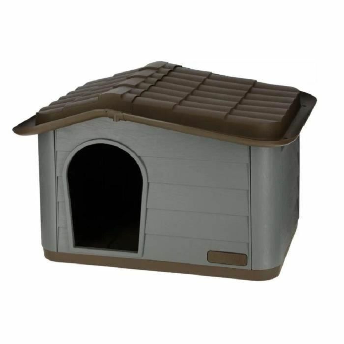Kerbl PAO4018653266045 Casa para Gatos Paola Eco de Plástico Reciclado, 60x51x41 cm, Gris y Marrón