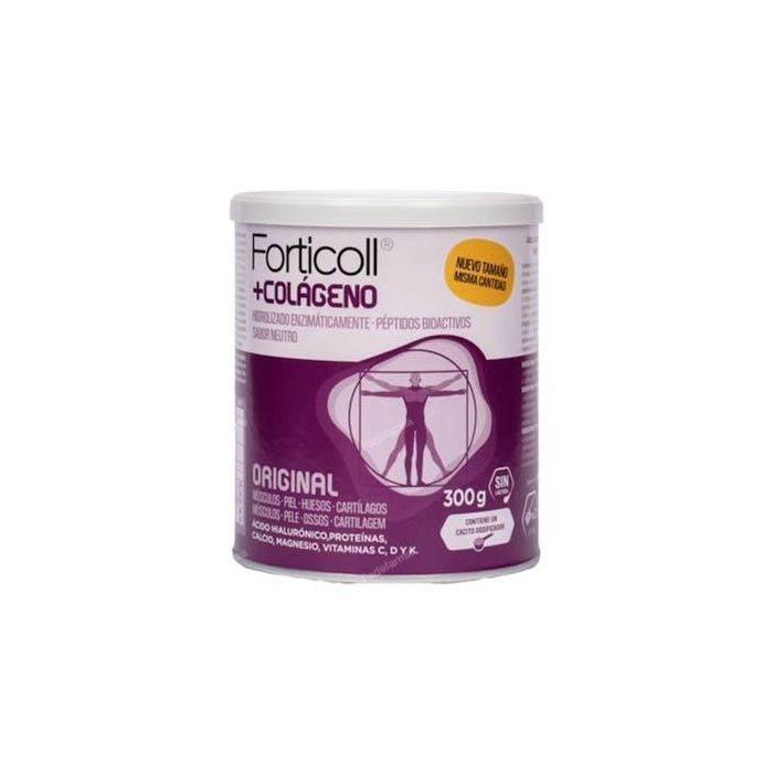 Forticoll Colágeno Bioactivo con Magnesio, Calcio, Vitamina C y K2, Ácido Hialurónico 300g